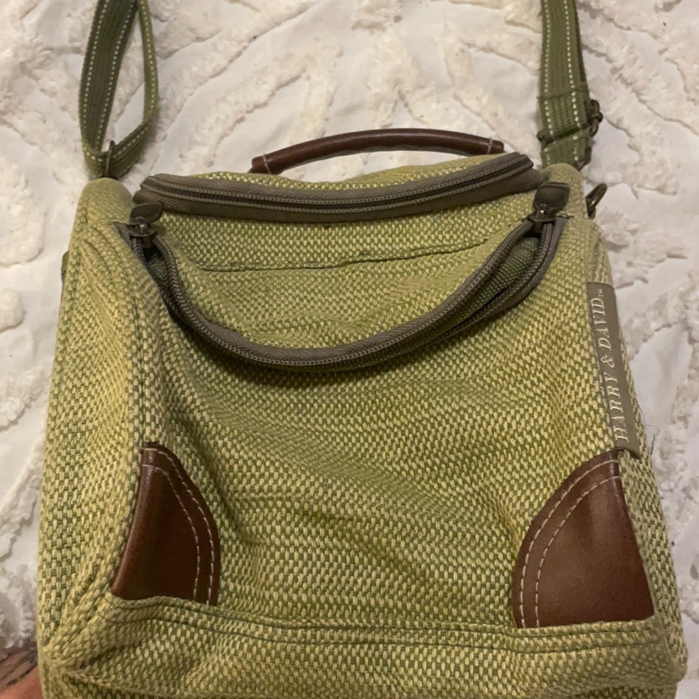 Harry & David Sage tweed leather Cooler